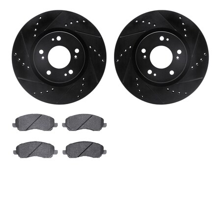 Dynamic Friction Co 8502-72042, Rotors-Drilled and Slotted-Black with 5000 Advanced Brake Pads, Zinc Coated 8502-72042